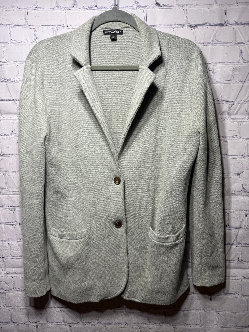 J.Crew Mercantile Womens Knit Sweater Blazer Gray Sz M Corpcore Preppy